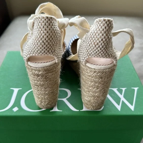 Lace up high heel espadrilles in gingham - Picture 5 of 5